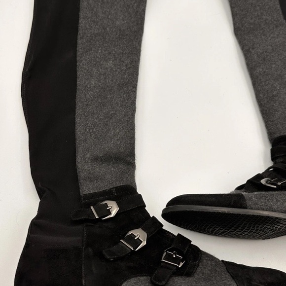 Stuart Weitzman Black & Gray 50/50 Textured Boots•Dark Academia•Steam Punk•Edgy - Picture 2 of 16